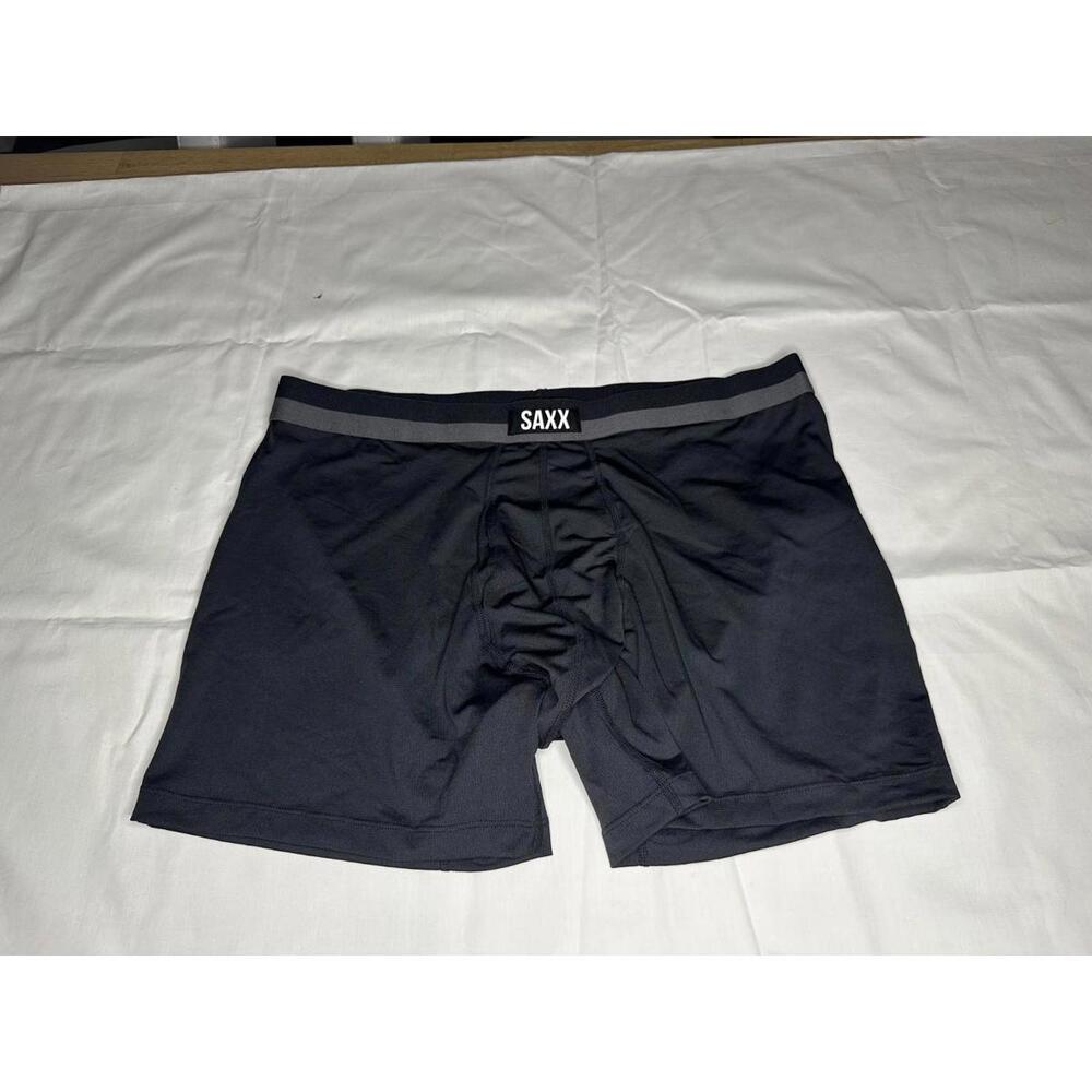 SAXX Mens Sport Mesh Breathable Boxer Brief  Ballpark Pouch Gray Size XXL